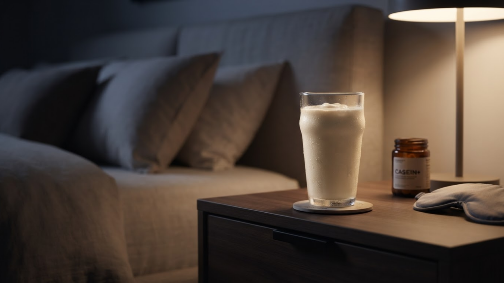 Protein shake before bed for muscle recovery illustration