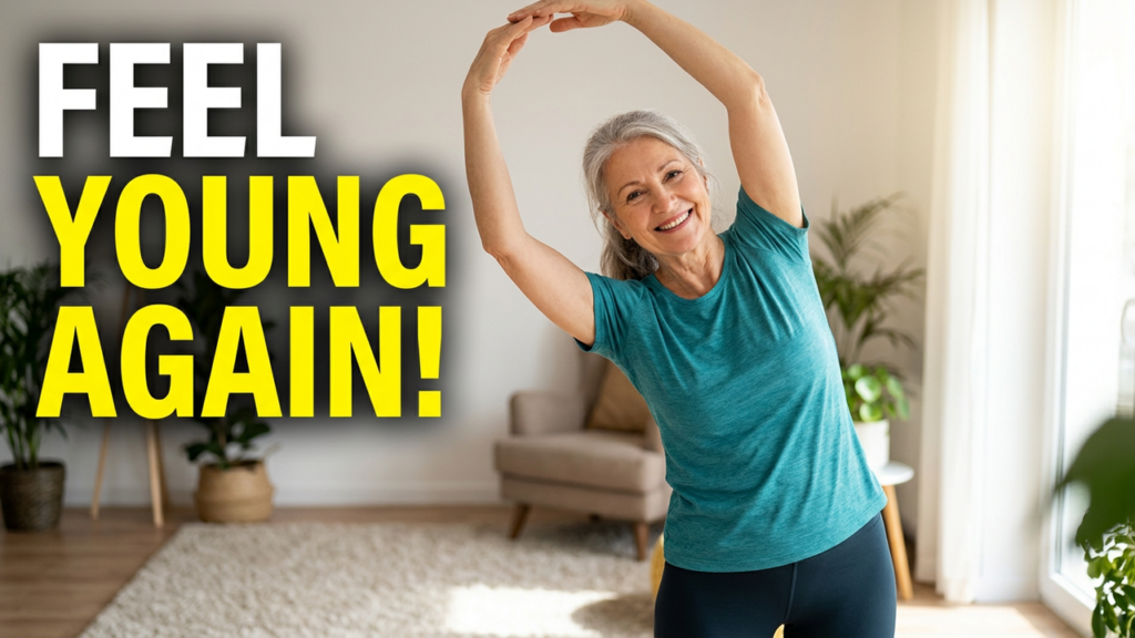 A senior doing a gentle daily mobility exercise to improve balance and flexibility