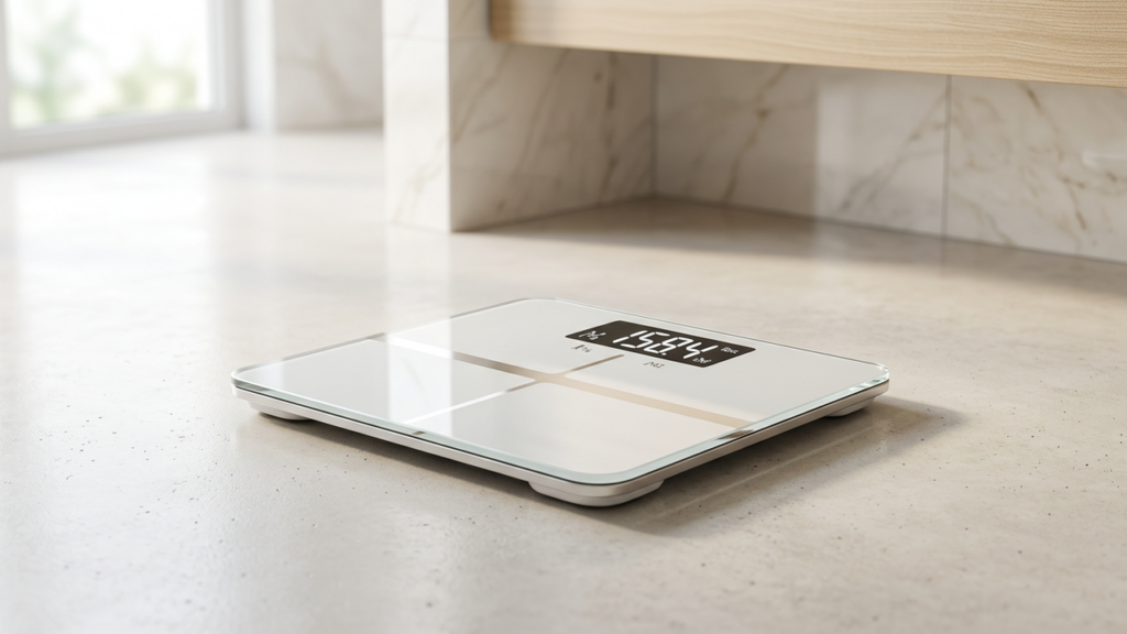 Modern smart bathroom scale with digital display