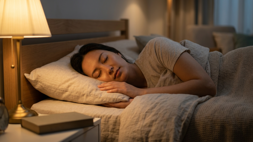 How to fall asleep fast - person peacefully asleep at night