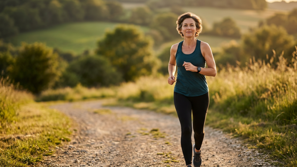 Person jogging at an easy pace on an outdoor trail