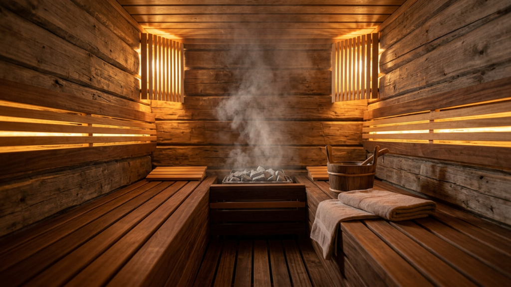 Traditional sauna interior - science of sauna health benefits